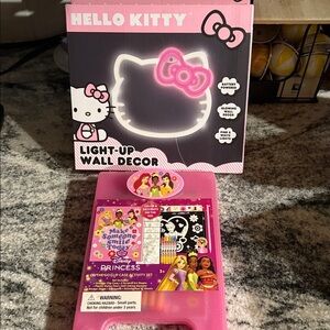 NWT Hello Kitty Light-Up and on the go Disney princess activity set and chalk!